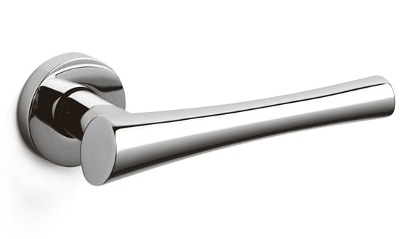 Chrome toilet paper holder on a white background
