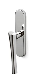 Chrome door handle on a white background