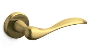 Gold door handle on a white background
