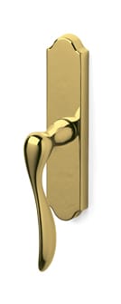 Gold door handle on a white background