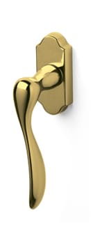 Gold door handle on a white background