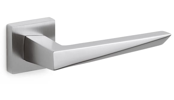 Chrome door handle on a white background