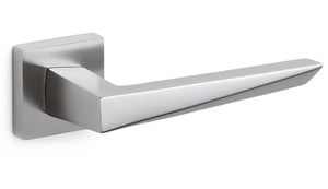 Chrome door handle on a white background