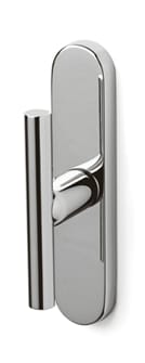 Chrome door handle on a white background
