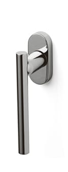 Chrome door handle on a white background