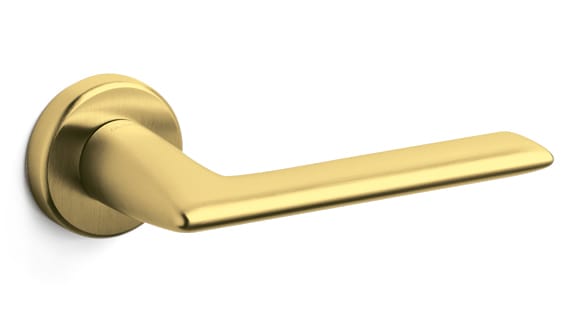 Gold door handle on a white background