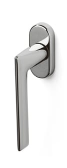 Chrome door handle on a white background