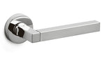 Chrome door handle on a white background