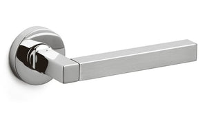 Chrome door handle on a white background