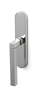 Metal door handle on a white background