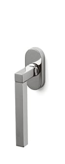 Chrome door handle on a white background
