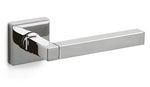 Chrome door handle on a white background