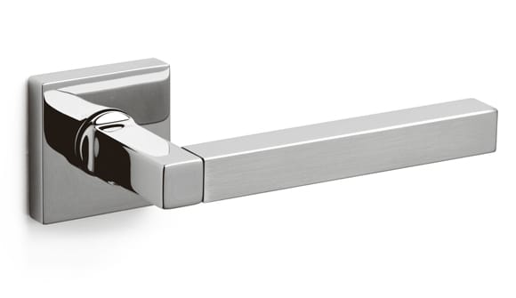 Chrome door handle on a white background