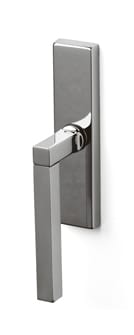 Chrome door handle on a white background