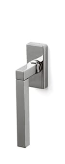 Chrome door handle on a white background