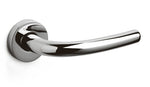 Chrome door handle on a white background