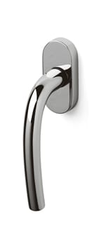 Chrome door handle on a white background