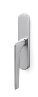 Silver door handle on a white background