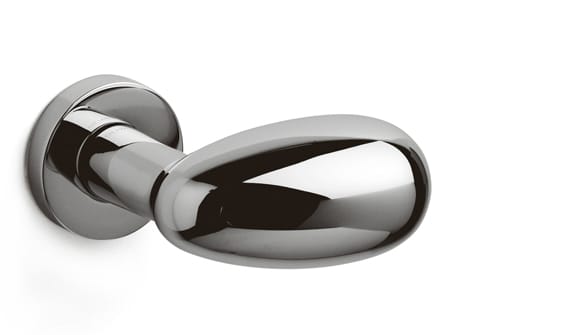 Chrome door handle on a white background