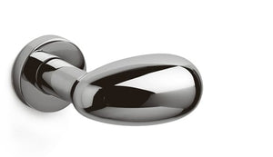 Chrome door handle on a white background