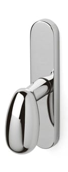 Chrome metal hook on a white background