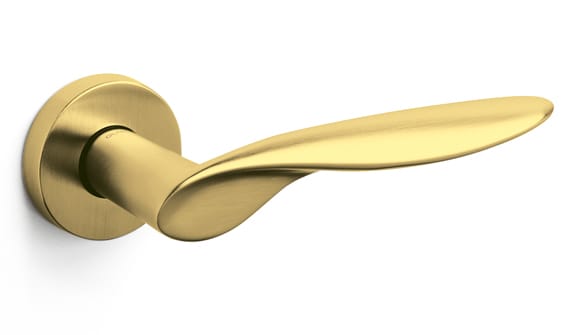 Gold door handle on a white background