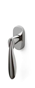 Chrome door handle on a white background
